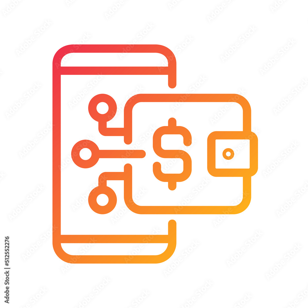 Poster digital wallet pixel perfect gradient linear vector icon. online payment tool. wireless financial tr