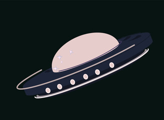 Ufo, cartoon style. Isolated vector. 