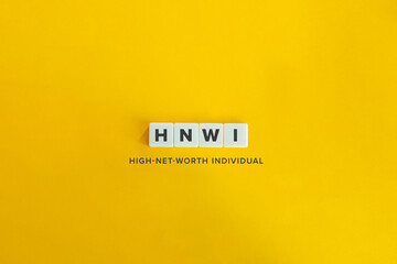 High-Net-Worth Individual (HNWI) Banner. Letter Tiles on Yellow Background. Minimal Aesthetics.