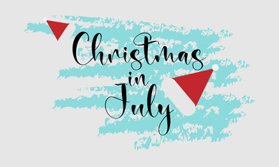 Hand drawn summer lettering. design element for Christmas sale in July. Vector illustration template design.