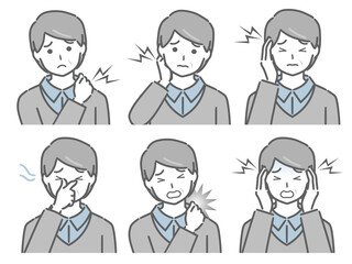 色々な部分が痛む中年男性（私服）