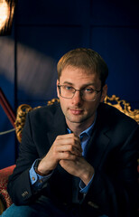 European man portrait. Men's psychology concept. Portrait of a casual style, man on studio background