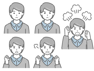 怒る表情の強弱　中年男性（私服）