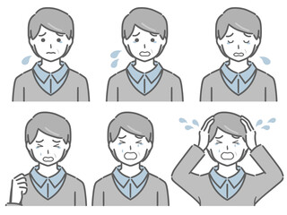 泣く表情の強弱　中年男性（私服）