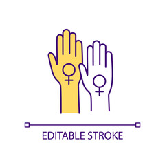 Same sex female partners RGB color icon. Lesbian couple. Relationship. LGBT community members. Isolated vector illustration. Simple filled line drawing. Editable stroke. Arial font used