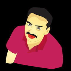 young smiling boy Vector looking at camera ,Vector illustration
