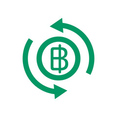 Thai baht exchange icon. Exchange to Thai money. Vector.
