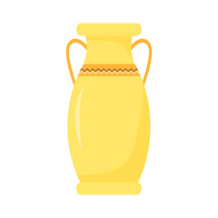 Amphora semi flat color vector object. Two-handled vase. Antique pottery. Full sized item on white. Ancient greek symbol. Simple cartoon style illustration for web graphic design and animation