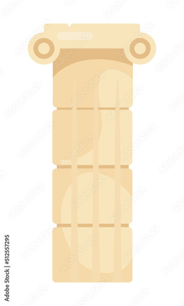 Poster classical greek column semi flat color vector object. roman architecture. full sized item on white. 