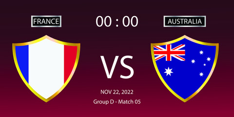 Soccer world cup 2022. France vs Australia. Group stage match 05. Vector illustration. eps 10