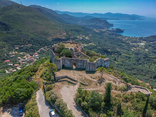 Fototapeta na wymiar Aerial view of Ali Pascha castle overloking the entire bay of Parga, Epirus Greece