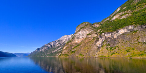 Fototapeta na wymiar Aurlandsfjorden Fjord, Flam, Norway, Scandinavia, Europe