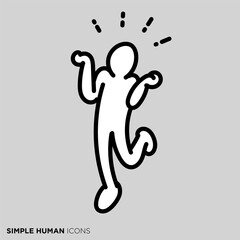 シンプルな人間のアイコンシリーズ　「楽しみでスキップする人」