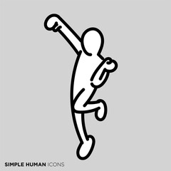 シンプルな人間のアイコンシリーズ　「やる気がある人のジャンプ」 - obrazy, fototapety, plakaty