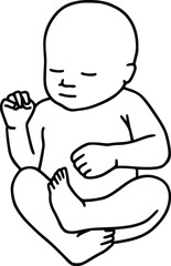 Line art drawing illustration of a baby. Abstract vector minimalist line drawing of small cute sleeping baby.