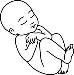 Line art drawing illustration of a baby. Abstract vector minimalist line drawing of small cute sleeping baby.