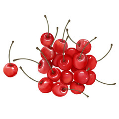 Fototapeta na wymiar さくらんぼう、赤い果物、赤いフルーツ、季節のフルーツ、ケーキの食材、カクテルの飾り、赤い桜坊、赤いさくらんぼ