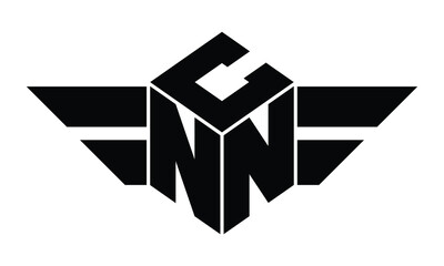 CNN three letter gaming logo in polygon cube shape logo design vector template. wordmark logo | emblem logo | monogram logo | initial letter logo | sports logo | minimalist logo | typography logo |