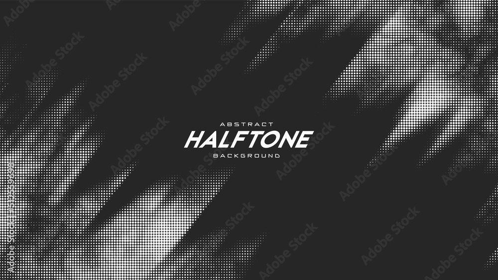 Aufkleber abstract vector torn monochrome halftone background. scrathed dotted texture element. diagonal compo