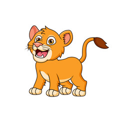 Cute baby lion cartoon. Vector illustration. Cute animal cartoon