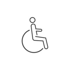 wheelchair icon, disabled, on white background