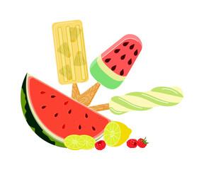 Bundle of Popsicles with berries and fruits