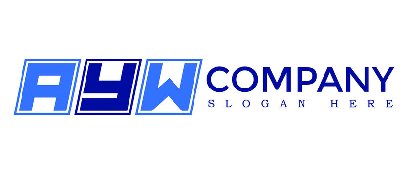 AYW three Letter Rectangle square rounded boxes shape symbol technology Logo Design with Vector template