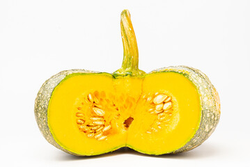 Isolated cross section of a pumpkin isolated on background