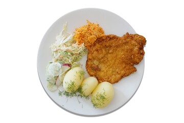 Pork cutlet with potatoes and salad