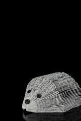 hand made hedgehog book on black background
