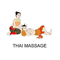 vector Thai massage in Thai ancient style illustration
