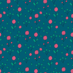 A set of seamless backgrounds with doodle flowers, vector grafic.
