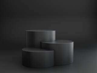 three round black podiums are great for 3D Rendering product presentations