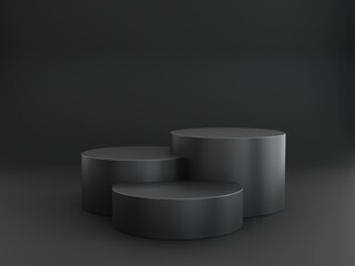 three round black podiums are great for 3D Rendering product presentations