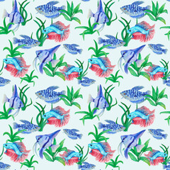 seamless pattern with fishes