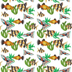 Fototapeta premium seamless pattern with fishes