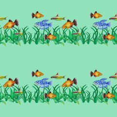 seamless pattern with fishes