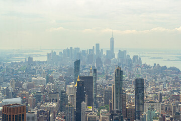 NEW YORK, NY USA - JUNE 02, 2022: A view of Manhattan from the 91st floor of The Summit in New York City.
