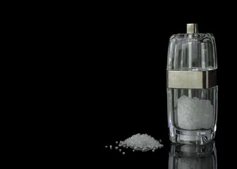 Salt shakers on reflecting background