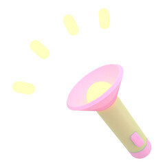 Flashlight and light beam. Electrical torch minimal style. Analysis, search, research concept. 3d rendering.