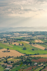 Beautiful landscape of the Marche countryside from Recanati Italy at sunset