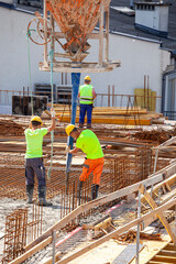 Concrete pouring on the construction site