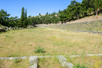 Fototapeta na wymiar View at the archaeological site of Delfi in Greece