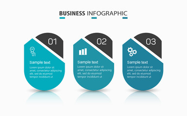 Business infographic design template with 3 options, steps or processes. Can be used for workflow layout, diagram, annual report, web design 