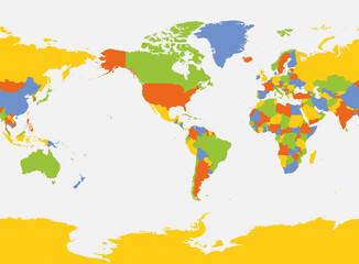 Fototapeta na wymiar America centered map of World