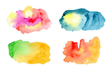 Hand drawn watercolor spots for logo or text. Vector watercolor set