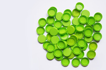 Plastic cap isolated on white background. Recycle material concept.
