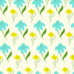 Different flowers. Bright vector pattern. summer floral illustration.