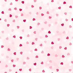 Hearts seamless pattern, cute watercolor vector background with small hearts, baby print, 14 february Valentine backdrop