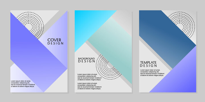 modern and minimalistic geometric cover set. intersecting gradient color background. design for reports, brochures, catalogs